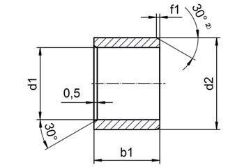 Zylindrische Gleitlager JSM-2528-25 d2= 28mm Ø d1= 25mm Länge b1= 25mm 
