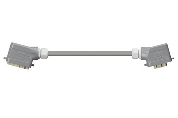 Alloggiamento per connettore Han 6B (perno) - alloggiamento per connettore Han 6B (attacco), leva di serraggio singolo su entrambi i lati, angolato, PVC 7,5 x d