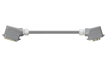 Alloggiamento per connettore Han 6B (perno) - alloggiamento per connettore Han 6B (attacco), leva di serraggio singolo su entrambi i lati, angolato, PUR 6.8 x d