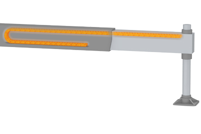 Chaîne igus®  pour le guidage sûr des tuyaux hydrauliques dans les appuis