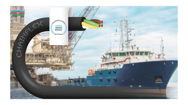 DNV Logo mit Leitung und Schiff