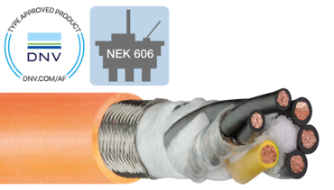 Câble chainflex et logos DNV et NEK
