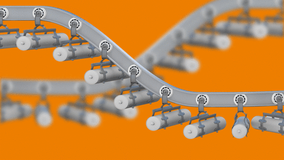 Impianto di trasporto aereo con cuscinetti a sfere xiros® per cartucce in silicone