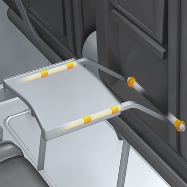 Interno dell'aeromobile: cuscinetti nel sistema di regolazione del tavolo
