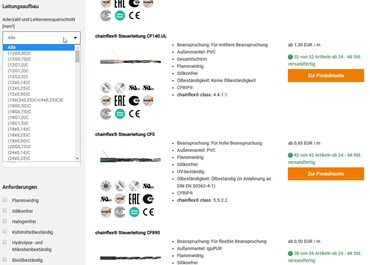 chainflex® Shop: Leitungsaufbau bestimmen