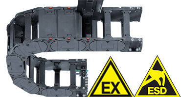 Chaînes porte-câbles avec composants ESD