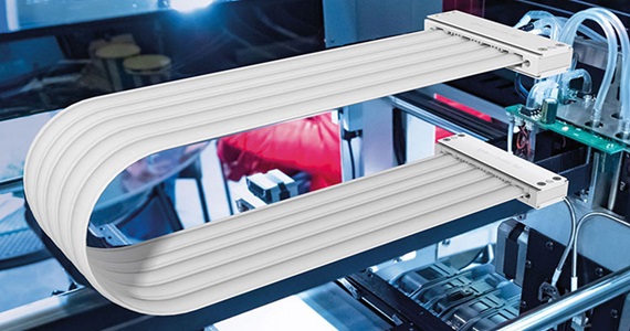 Catena portacavi e-skin flat in una camera bianca