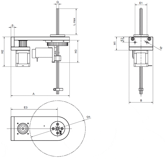 Disegno unità di sollevamento/rotazione HSQ