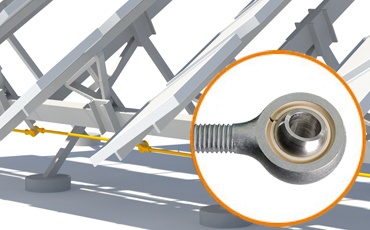 Embout à rotule métallique igubal KARM dans une installation solaire