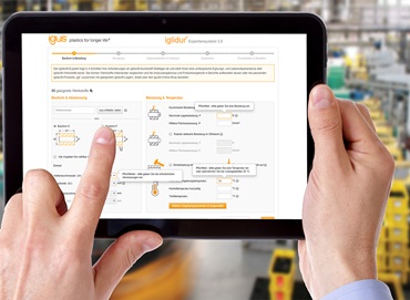 igus Online-Tools auf Tablet