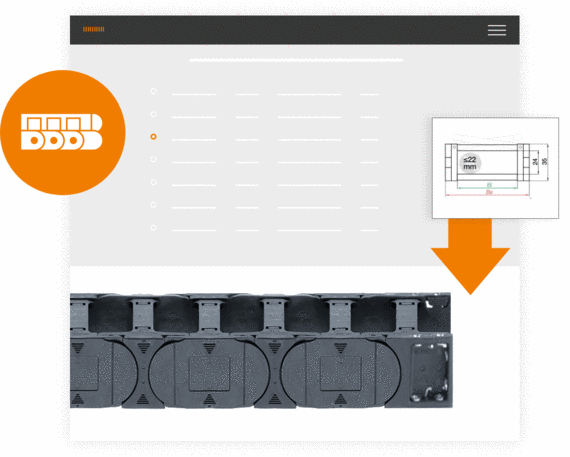 Configuratore per catene portacavi